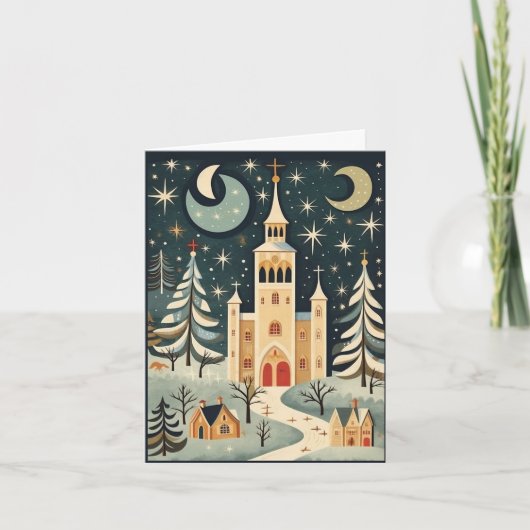 グアッシュヴィンテージレトロクリスマス カード (正面)