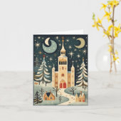 グアッシュヴィンテージレトロクリスマス カード (黄色い花)