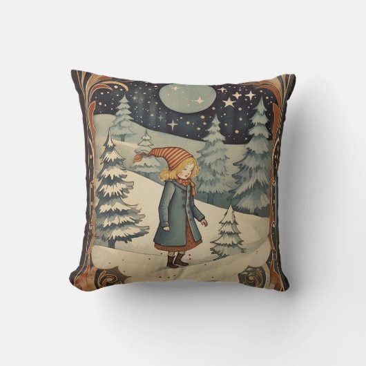 グアッシュヴィンテージレトロクリスマス クッション (正面)