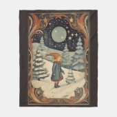 グアッシュヴィンテージレトロクリスマス フリースブランケット (正面)