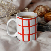 グアッシュ赤いグリッド コーヒーマグカップ