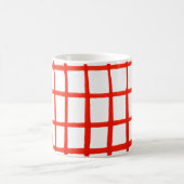グアッシュ赤いグリッド コーヒーマグカップ (中央)