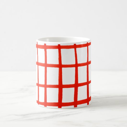 グアッシュ赤いグリッド コーヒーマグカップ (中央)