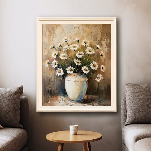 グアッシュ鮮やかデイジーメドウアートプリント ポスター