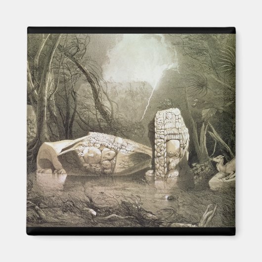 グアテマラのコパンで壊れたマヤのアイドル マグネット (正面)