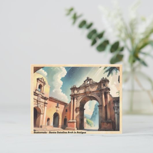 グアテマラのサンタカタリナアーチinアンティグアヴィンテージ ポストカード (スタンド正面)