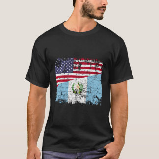 グアテマラのルーツハーフアメリカ国旗グアテマラ Tシャツ