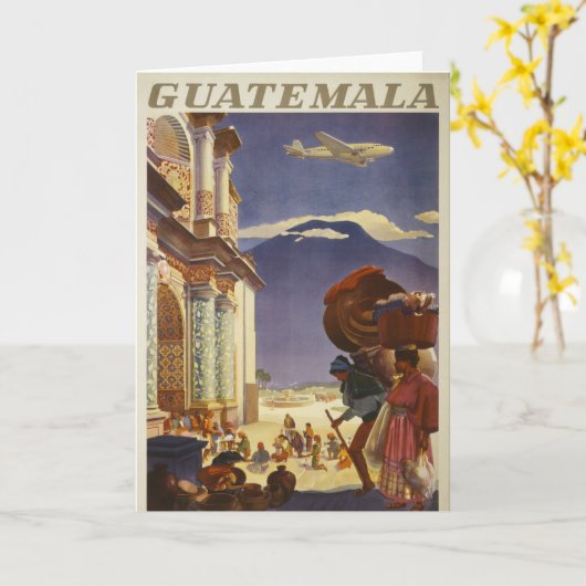 グアテマラのヴィンテージ旅行ポスター カード (黄色い花)