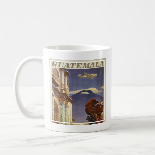 グアテマラのヴィンテージ旅行ポスター コーヒーマグカップ (左)