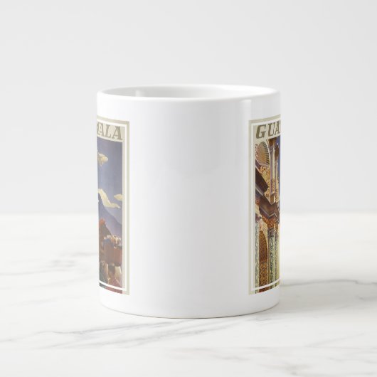 グアテマラのヴィンテージ旅行ポスター ジャンボコーヒーマグカップ (正面)