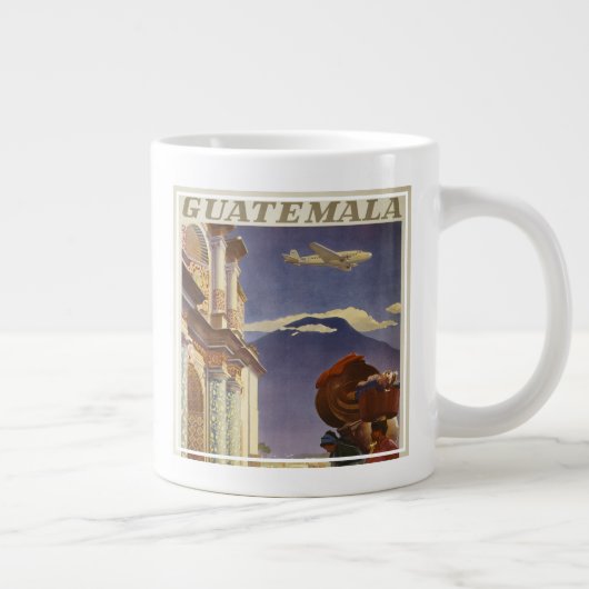 グアテマラのヴィンテージ旅行ポスター ジャンボコーヒーマグカップ (右)