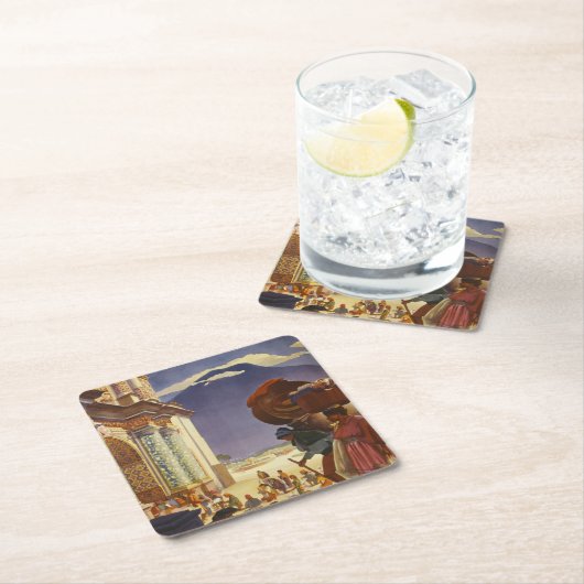 グアテマラのヴィンテージ旅行ポスター スクエアペーパーコースター (インサイチュ)