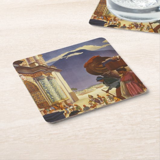 グアテマラのヴィンテージ旅行ポスター スクエアペーパーコースター (アングル)