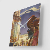 グアテマラのヴィンテージ旅行ポスター スクエア壁時計 (傾斜)