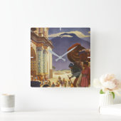 グアテマラのヴィンテージ旅行ポスター スクエア壁時計 (ホーム)