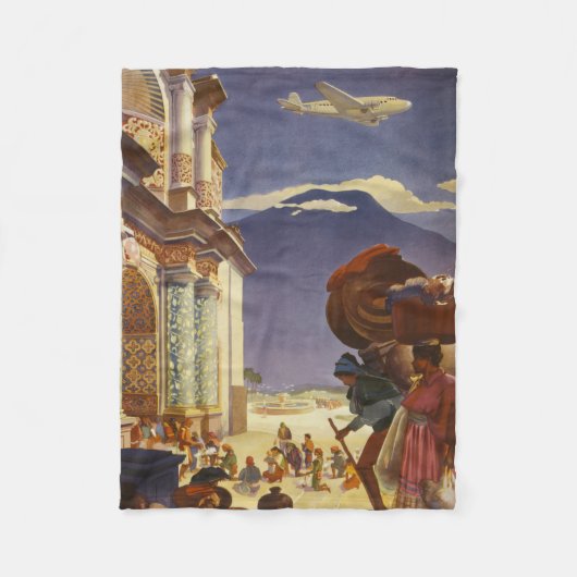 グアテマラのヴィンテージ旅行ポスター フリースブランケット (正面)