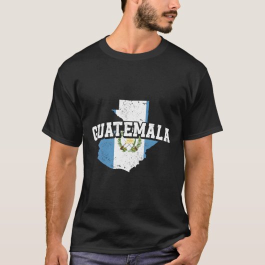 グアテマラの地図と国旗の土産グアテマラ Tシャツ (正面)