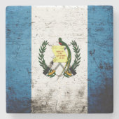 グアテマラの黒くグランジな旗 ストーンコースター (正面)