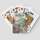 グアテマラアンティグアイラストレーショントラベルアートヴィンテージ トランプ (裏面)