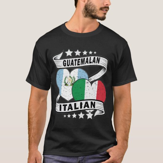 グアテマライタリアン国旗 Tシャツ (正面)