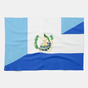 グアテマラエルサルバドルの半分の旗の国の記号 キッチンタオル