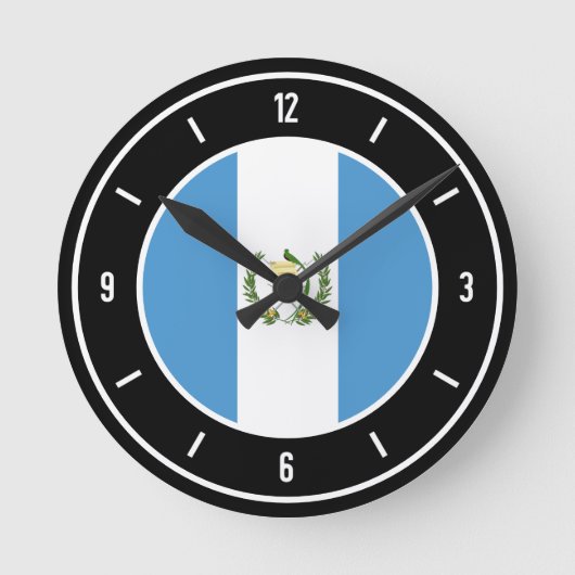 グアテマラエレガント国旗 ラウンド壁時計 (正面)
