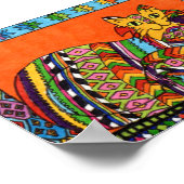 グアテマラスタイルキャットミニフォークアート ポスター (角)