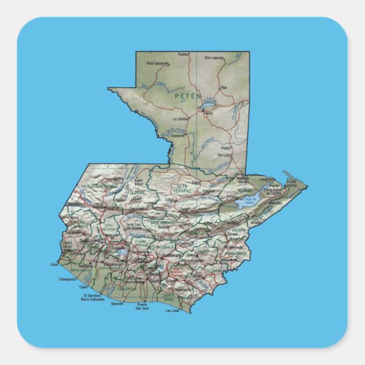 グアテマラ地図シール スクエアシール (正面)