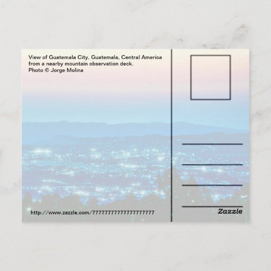 グアテマラ市,グアテマラ,中央アメリカ ポストカード (裏面)