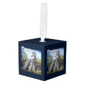 グアテマラ遺跡の寺院 キューブオーナメント (正面アングル)