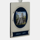 グアテマラ遺跡の寺院 シルバープレートバナーオーナメント (右)