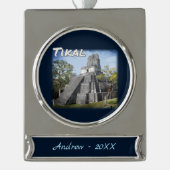 グアテマラ遺跡の寺院 シルバープレートバナーオーナメント (正面)