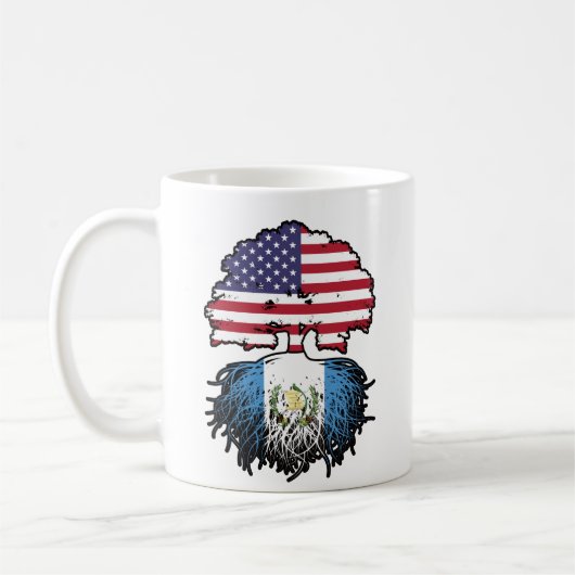 グアテマラ・アメリカ合衆国の木のルーツ国旗 コーヒーマグカップ (左)