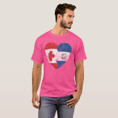 グアテマラ・カナダ国旗ハート・カナダ・グアテマラ Tシャツ (正面フル)