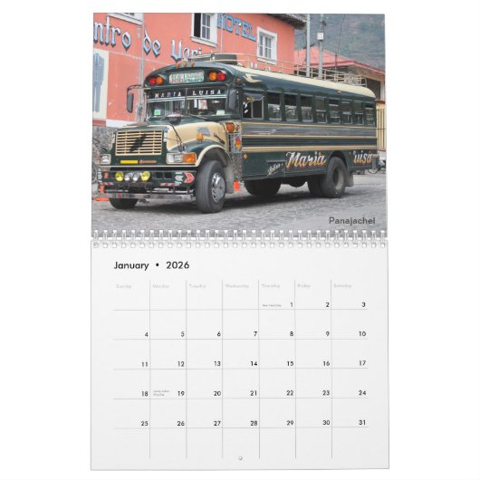 グアテマラ カレンダー (1月 2026)