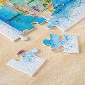 グアドループ領アンティル図解入りの、写真付きの諸島の地図 ジグソーパズル (側面)