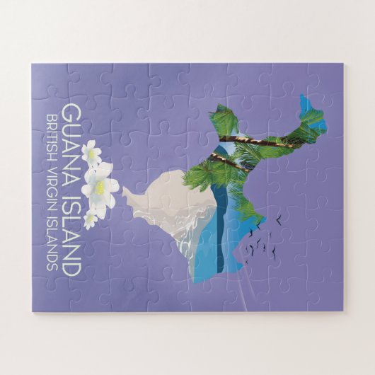 グアナ島英国ヴァージン諸島旅行ポスター ジグソーパズル (横)
