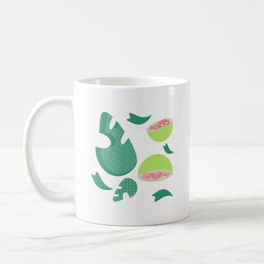 グアバ ピンク グリーン フルーツ コーヒーマグカップ (左)