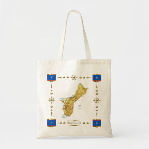 グアムの地図 + 旗のバッグ トートバッグ
