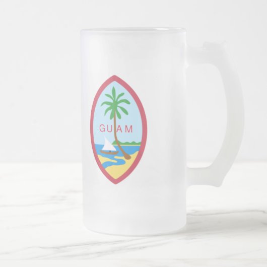 グアムの紋章付き外衣 フロストグラスビールジョッキ (右)