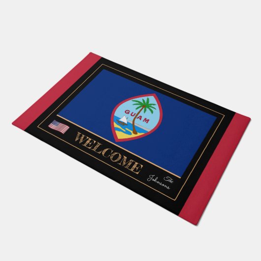 グアムハウスマット、グアマニア国旗のスポーツUSA/ようこそ ドアマット (アングル)