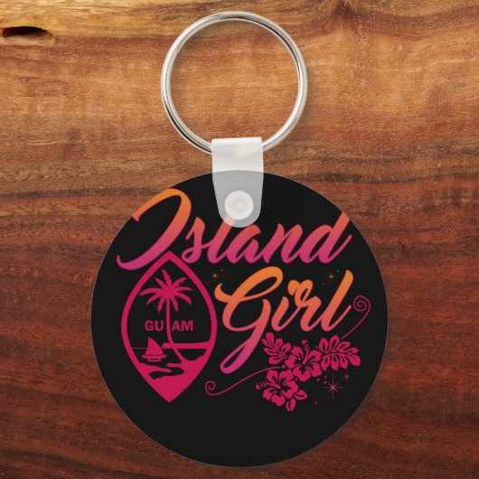 グアムフラワーシャモリータグアムアイランドグアマニアガール キーホルダー (正面)