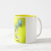 グアム図解入りの、写真付きの地図の旅行ポスター ツートーンマグカップ (正面右)