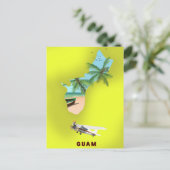 グアム図解入りの、写真付きの地図の旅行ポスター ポストカード (スタンド正面)