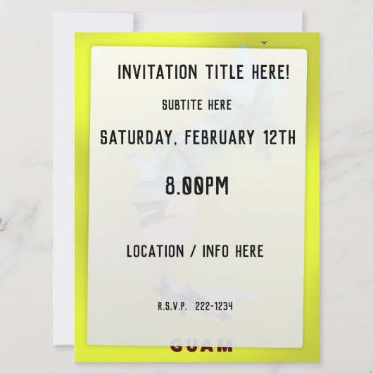 グアム図解入りの、写真付きの地図の旅行ポスター 招待状 (裏面)