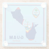 グアム国旗の地図とシール ガラスコースター (裏面)