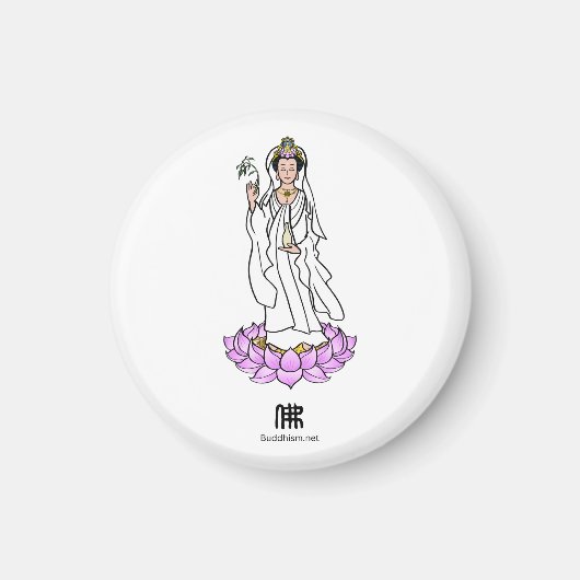 グアンイン菩薩像オンロータス マグネット (正面)
