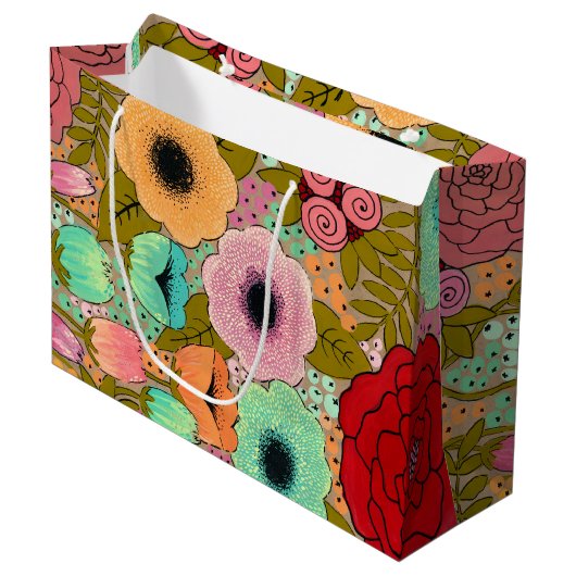 グアーチア絵を描ートフローラフラワーガーデン ラージペーパーバッグ (正面アングル)