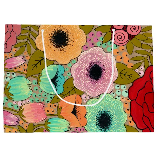 グアーチア絵を描ートフローラフラワーガーデン ラージペーパーバッグ (裏面)