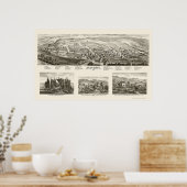 グイズビル, OHパノラママップ – 1875 ポスター (キッチン)